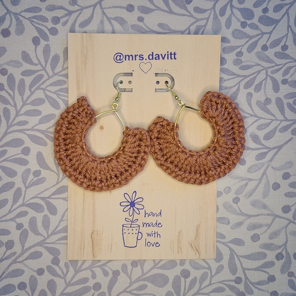 VENICE crochet fan dangle hook earrings boho - Picture 4 of 10